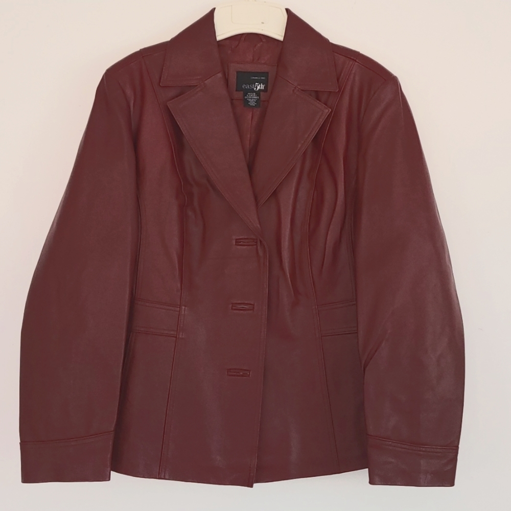 East 5th Leather Maroon Jacket XL Petite